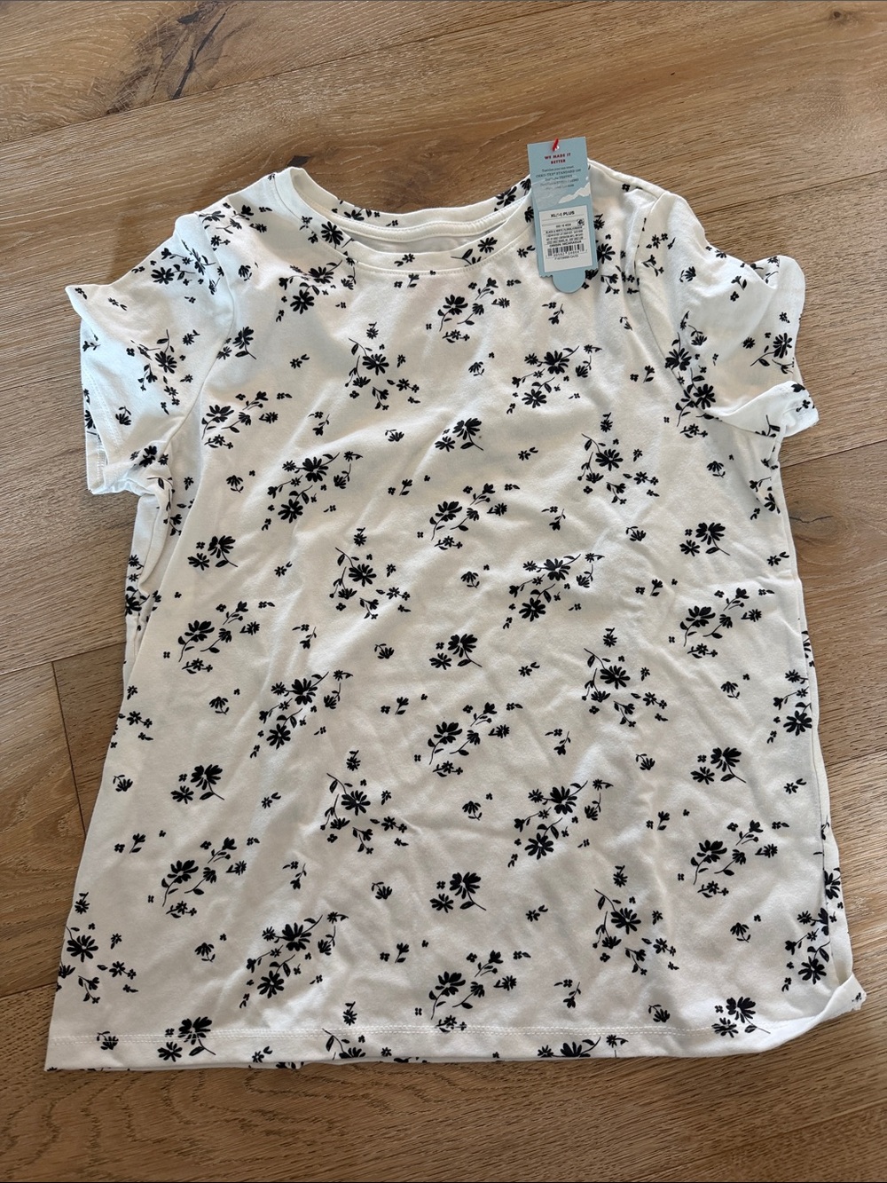 Cat & Jack White Tee with Black Floral Print
